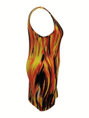  Casual Summer Dress Women's Plus Random Print Scoop Neck