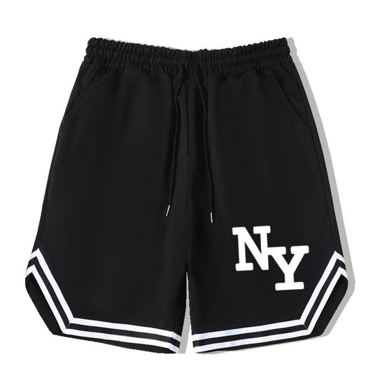 NY Stripe Comfy Shorts Men's Casual Solid Elastic Waist Shorts