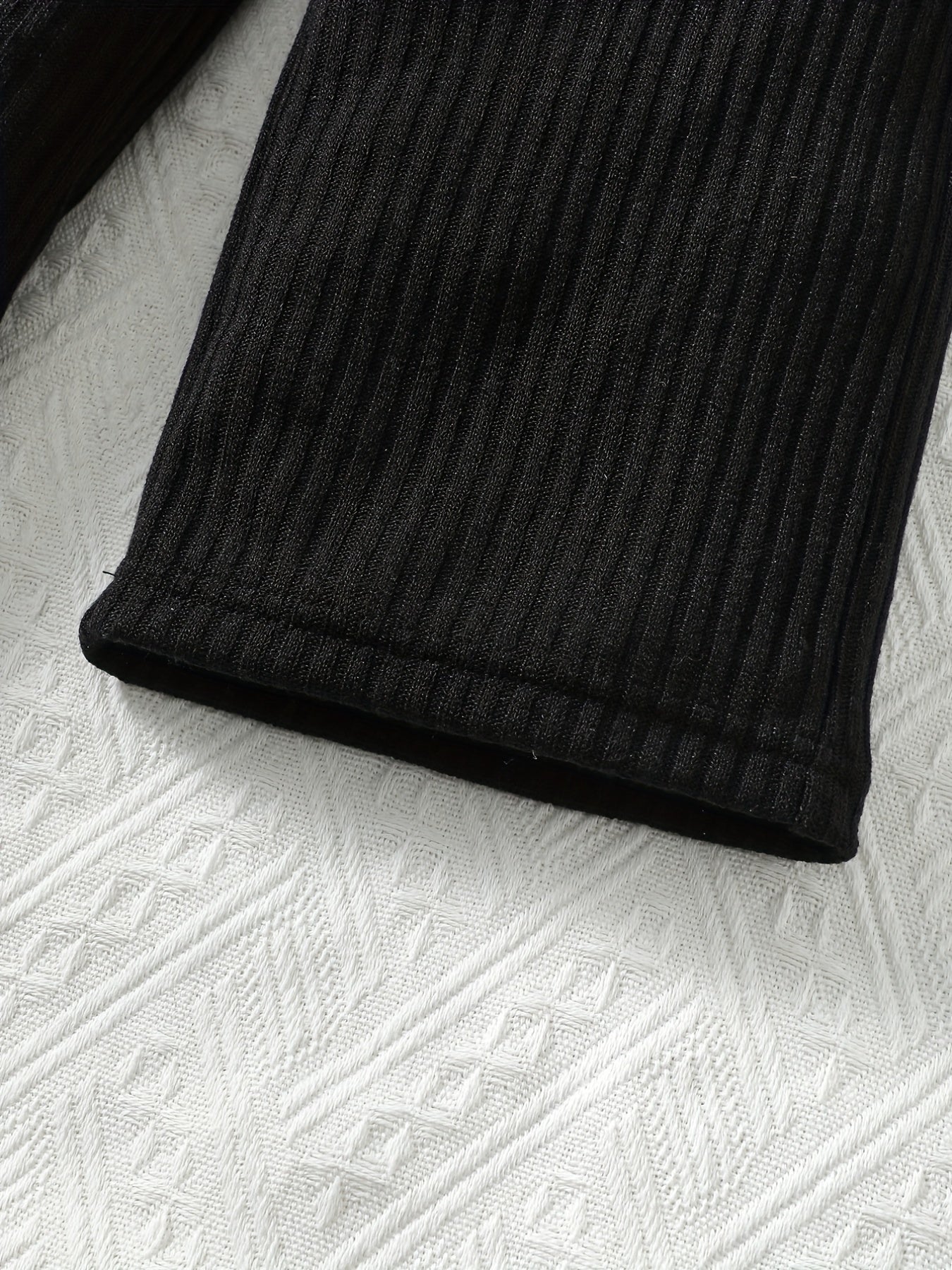 Girl's Rib Knit Elastane High Elastic Waist Casual Trousers