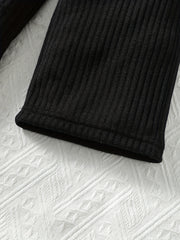 Girl's Rib Knit Elastane High Elastic Waist Casual Trousers