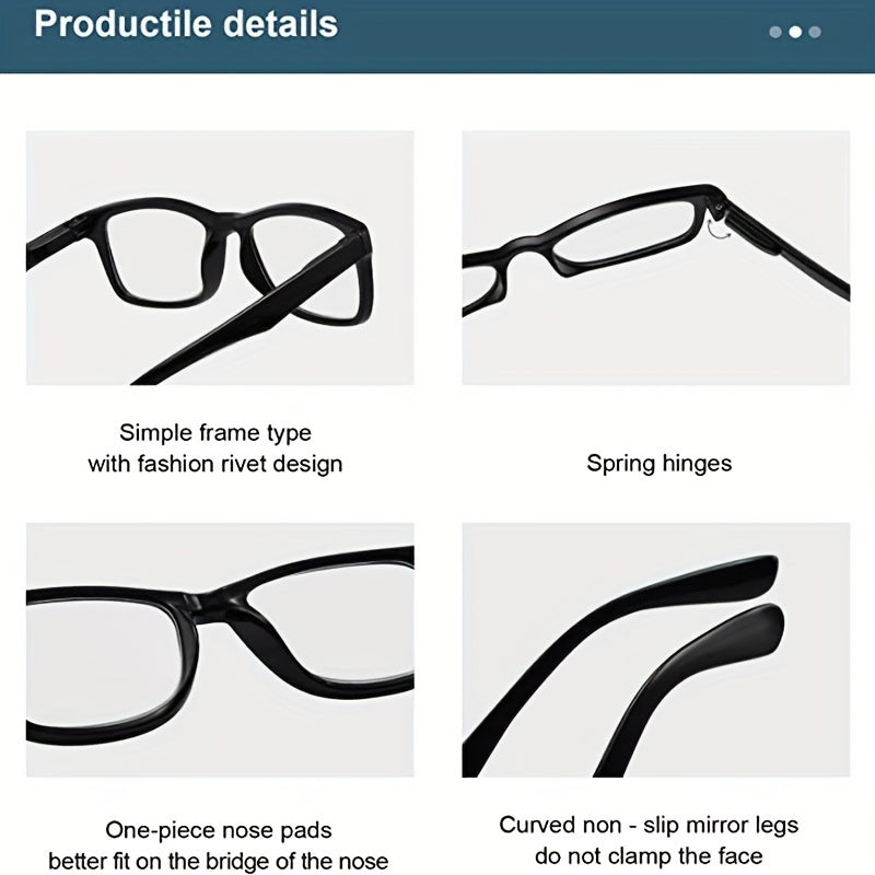 Men's Anti Light Protection Square Frame Reading Glasses
