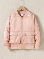 Kid Girls Casual Hooded Windbreaker Jacket with Pockets