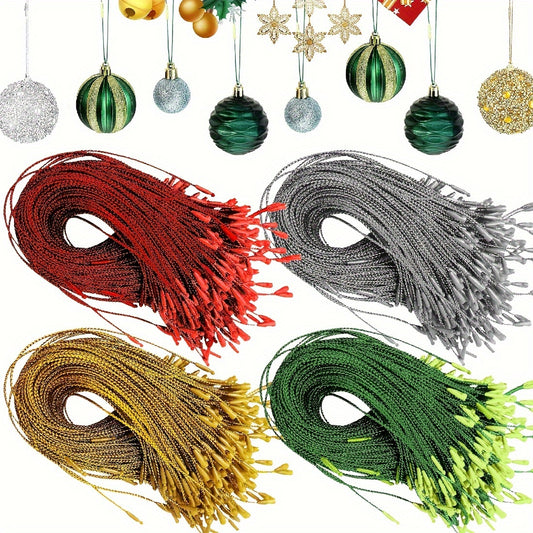 100pcs Christmas Ornament Hangers PreCut Ribbon Hooks with Snap Fastener
