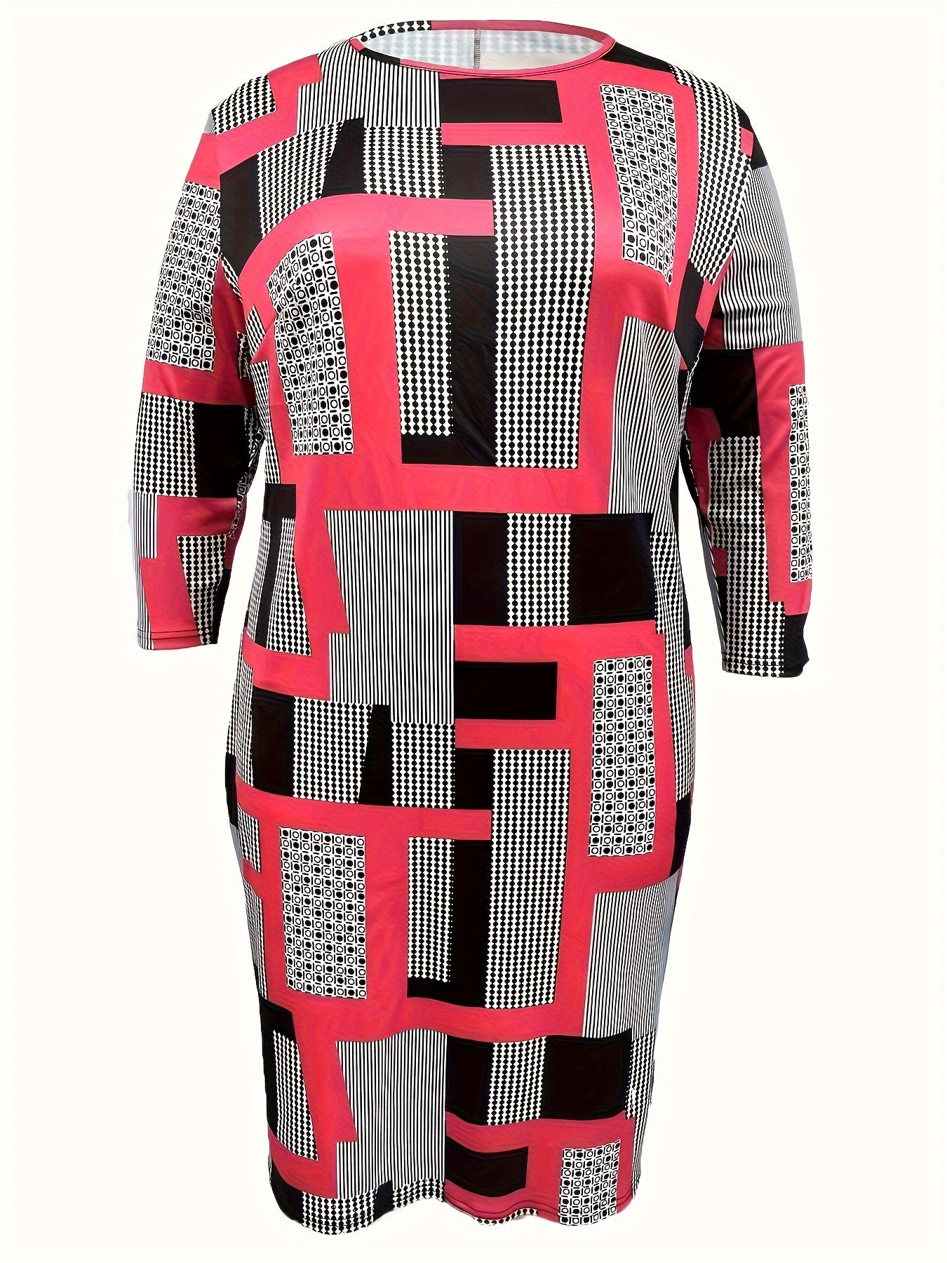  Colorblock Geometric Print Mini Dress