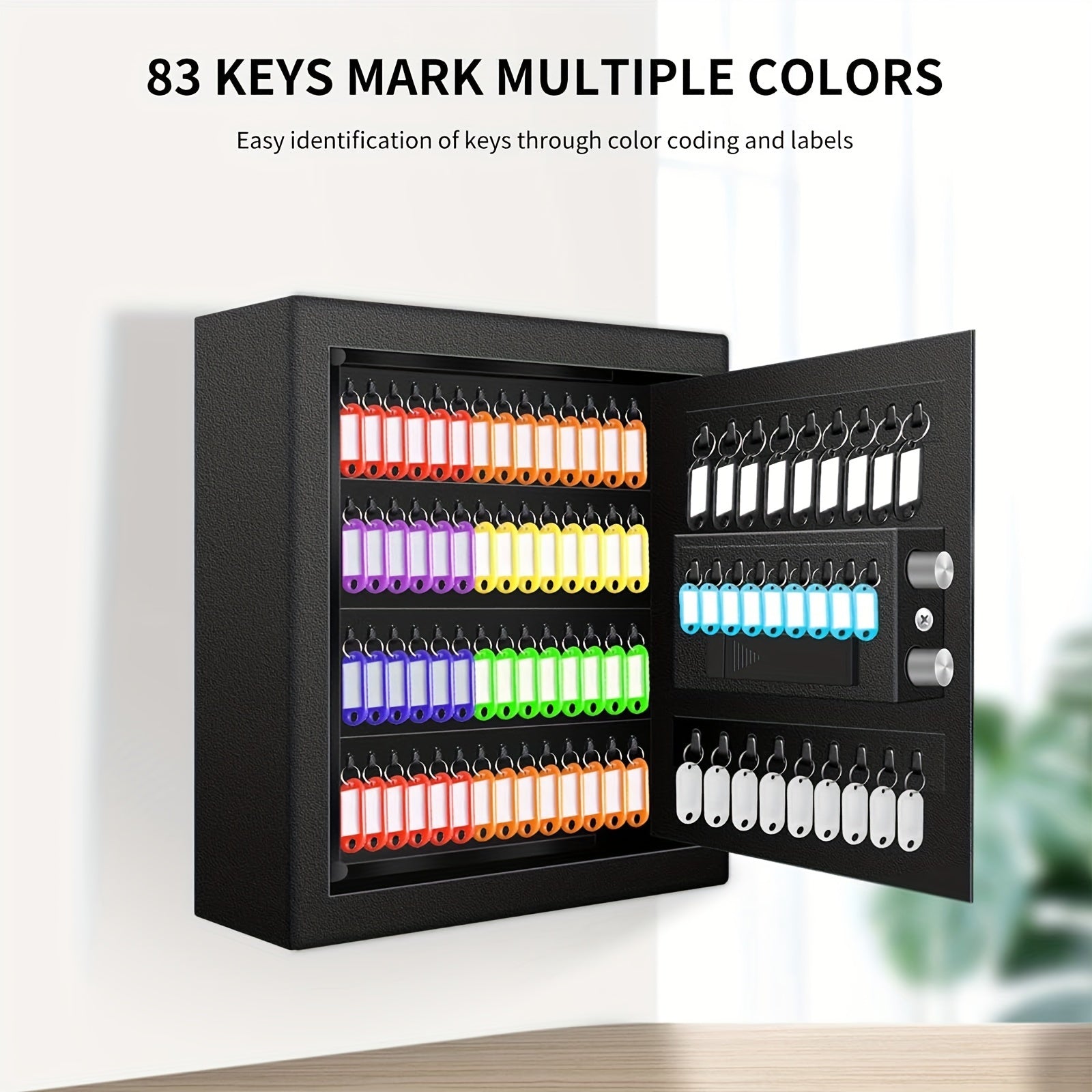 Electronic Key Safe Pin Code Keyless Storage Box Wall Mount Safe 83 Keys Cabinet