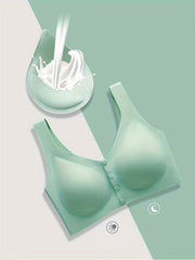 6pcs Button Front Wireless Bras Stretchy Intimates Bra Women's Lingerie