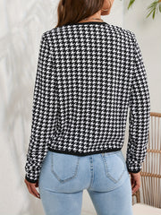 Houndstooth Print Jacket Crew Neck