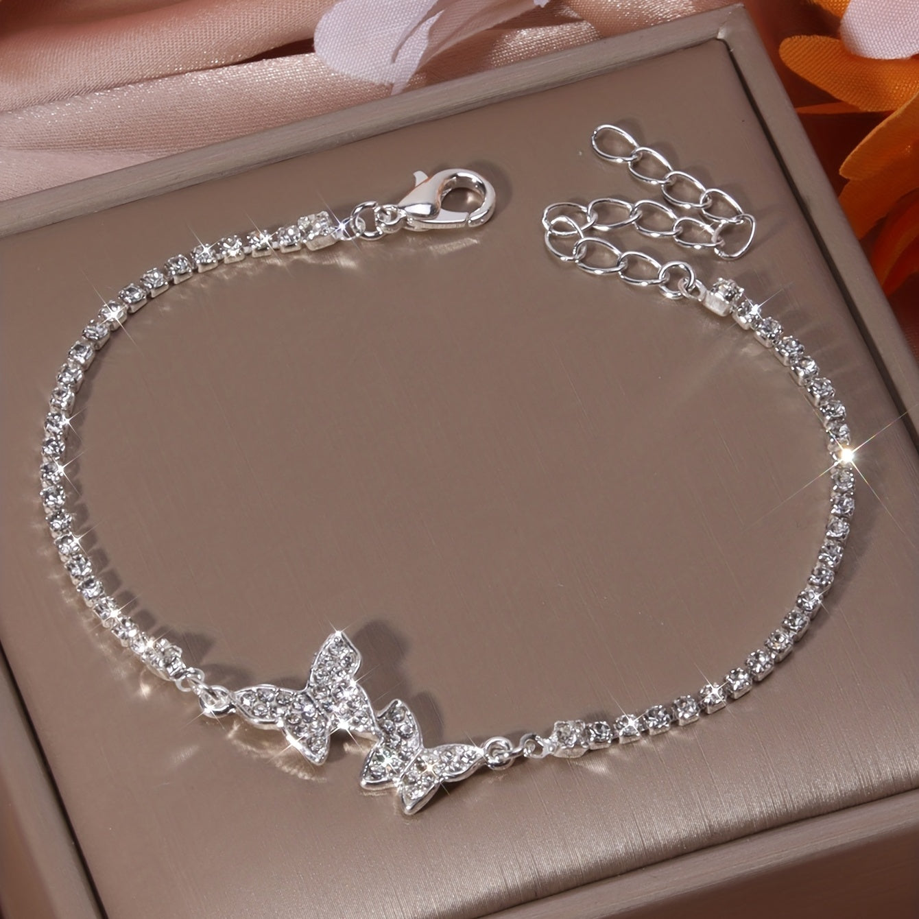 Rhinestone Butterfly Chain Anklet