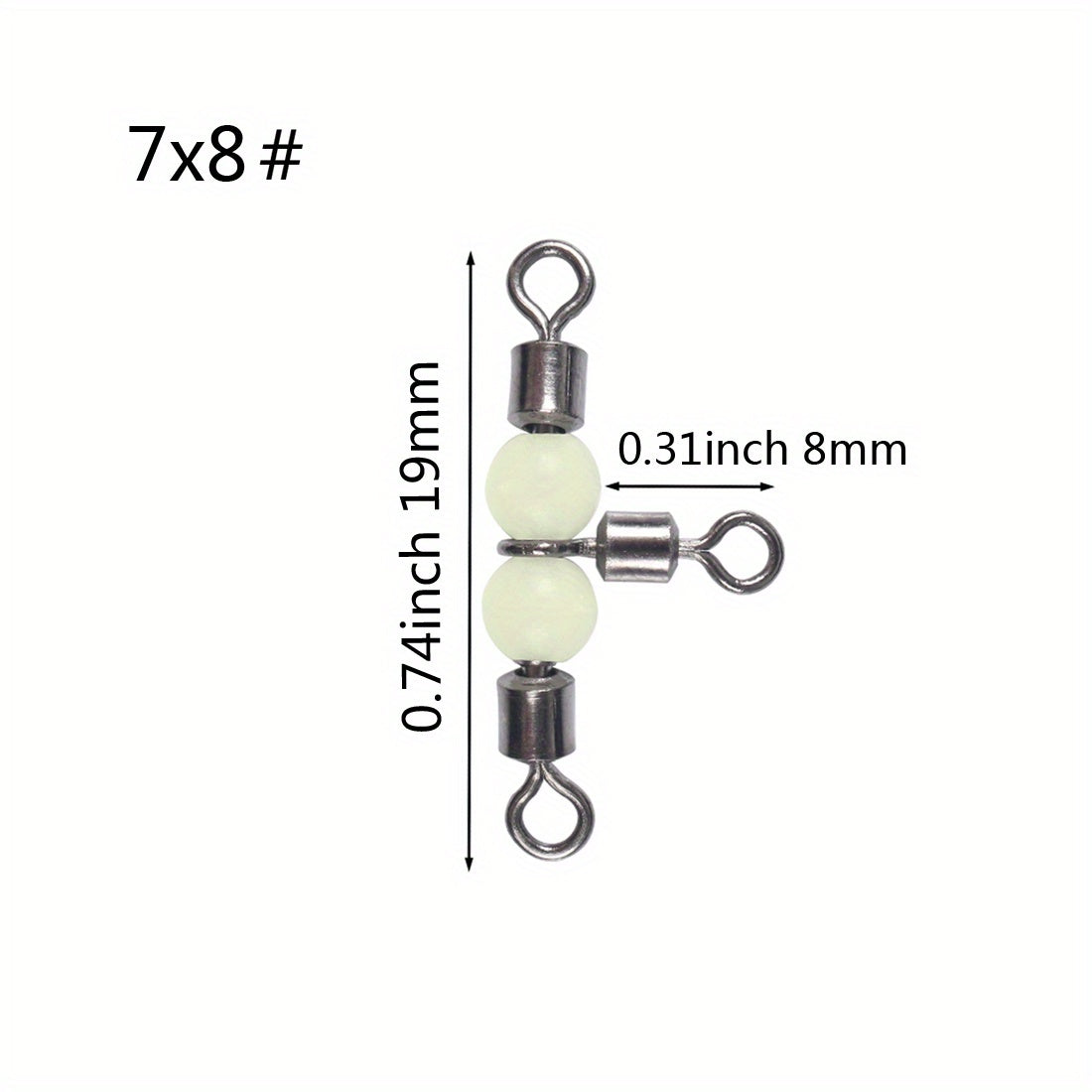 10pcs Luminous Beads Cross Line Rolling Swivel Fishing Accessories