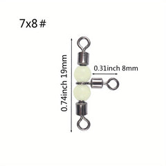 10pcs Luminous Beads Cross Line Rolling Swivel Fishing Accessories