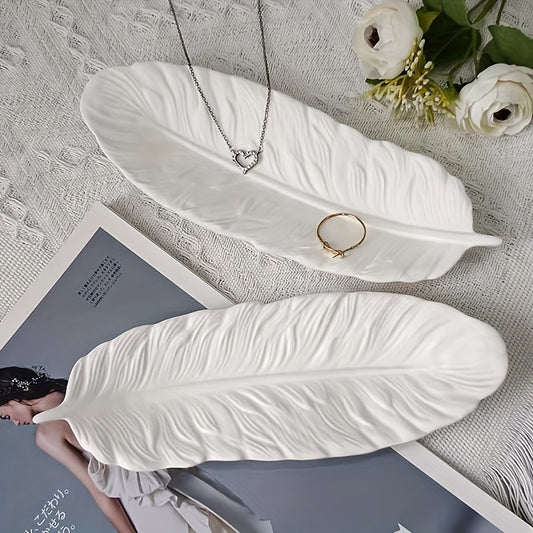 Feather Shape Storage Tray Silicone Mold DIY Gypsum Cement Dish Jewelry Resin