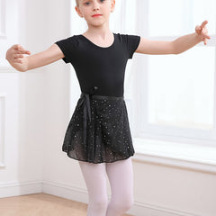Girl's Ballet Leotards Sleeveless Dancing Suit With Sequin Exercise Skirt