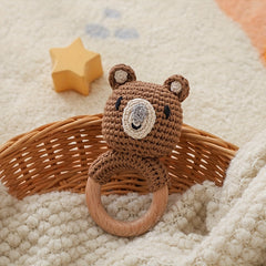 Brown Bear Baby Rattle Plush Stuffed Animal