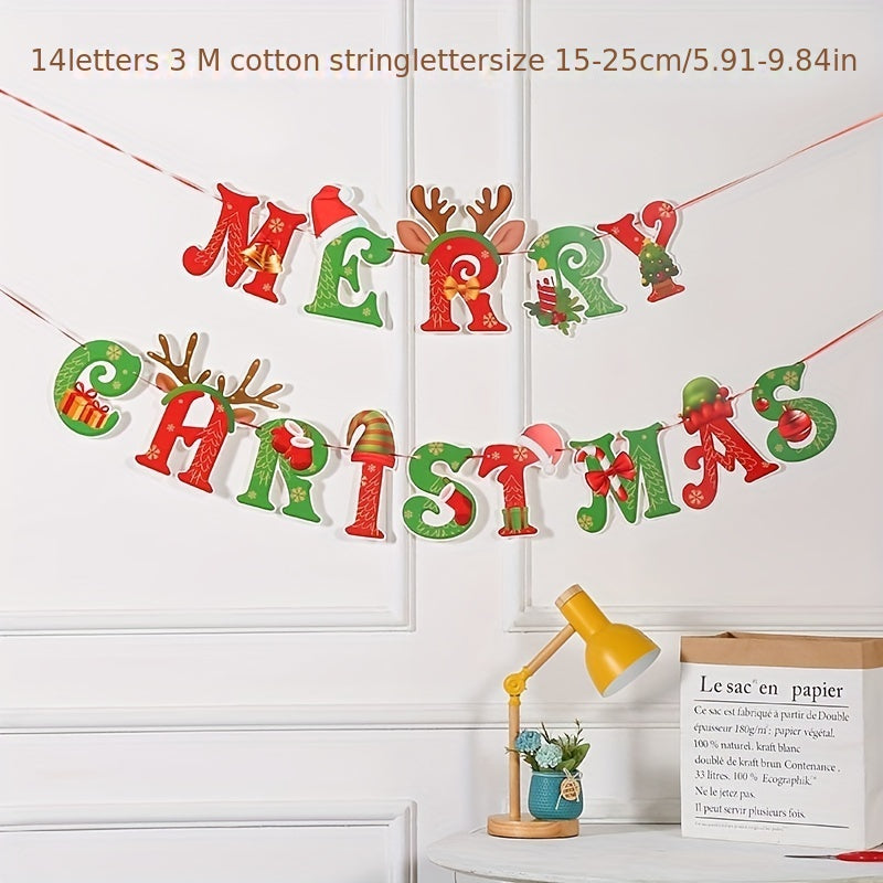 Christmas Flag Hanging Decorations Holiday Banners Party Decorations