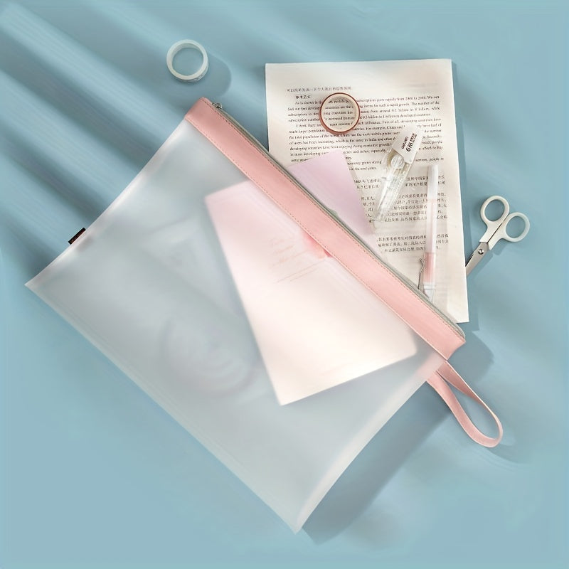 Mesh Zipper Pouch 2 Pack A4 Document Bag Double Layers Handle