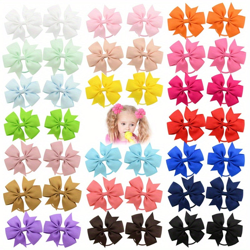 40pcs Random Candy Bowknot Hair Rope for Baby Girls