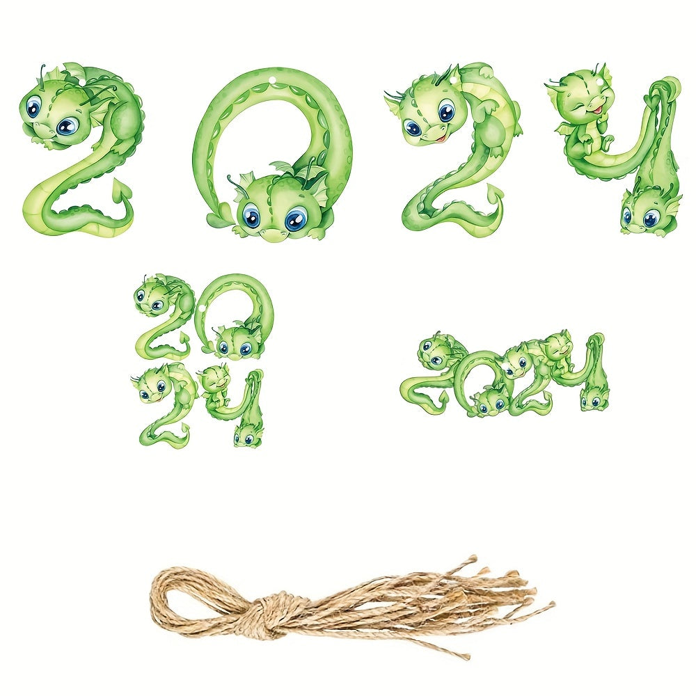 6pcs Green Dragon Ornaments For Tree Decoration