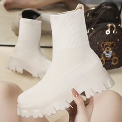 Minimalist Knit Slip On Boots