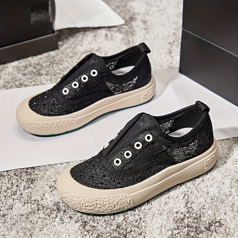 Women's Slip On Weaving Sneakers Breathable Walking Shoes