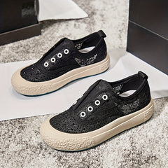 Women's Slip On Weaving Sneakers Breathable Walking Shoes