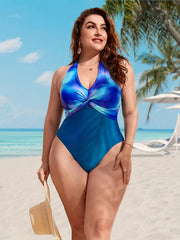  Tie Dye Twist Front One Piece Swimsuit