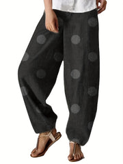  Dot Print High Rise Stretch Pants