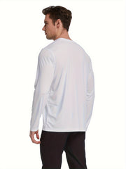 2pcs Men's Solid Crew Neck Long Sleeve Active UPF50 T shirt Tee