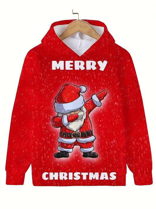 MERRY CHRISTMAS Hooded Sweatshirt Girls' Tops Comfy Hoodies For Christmas 3 14y