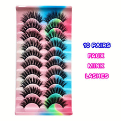 3D Faux Mink Lashes Long False Eyelashes 10 Pairs