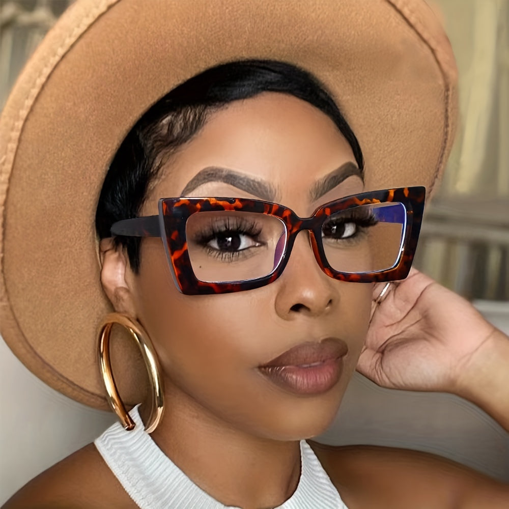 Cat Eye Clear Lens Glasses Women Men Anti Light Minimalist Reading Glasses