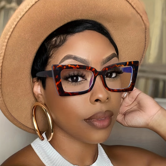 Cat Eye Clear Lens Glasses Women Men Anti Light Minimalist Reading Glasses