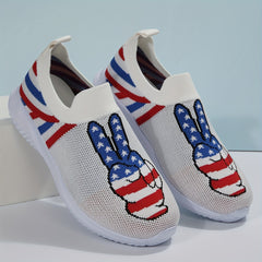 Women's Victory Gesture Graphic Walking Shoes Patriotic Casual Sneakers