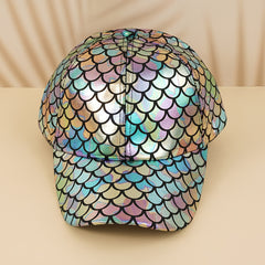 Mermaid Sequin Baseball Cap Colorful Fish Scales Print Unisex Streetwear Hat