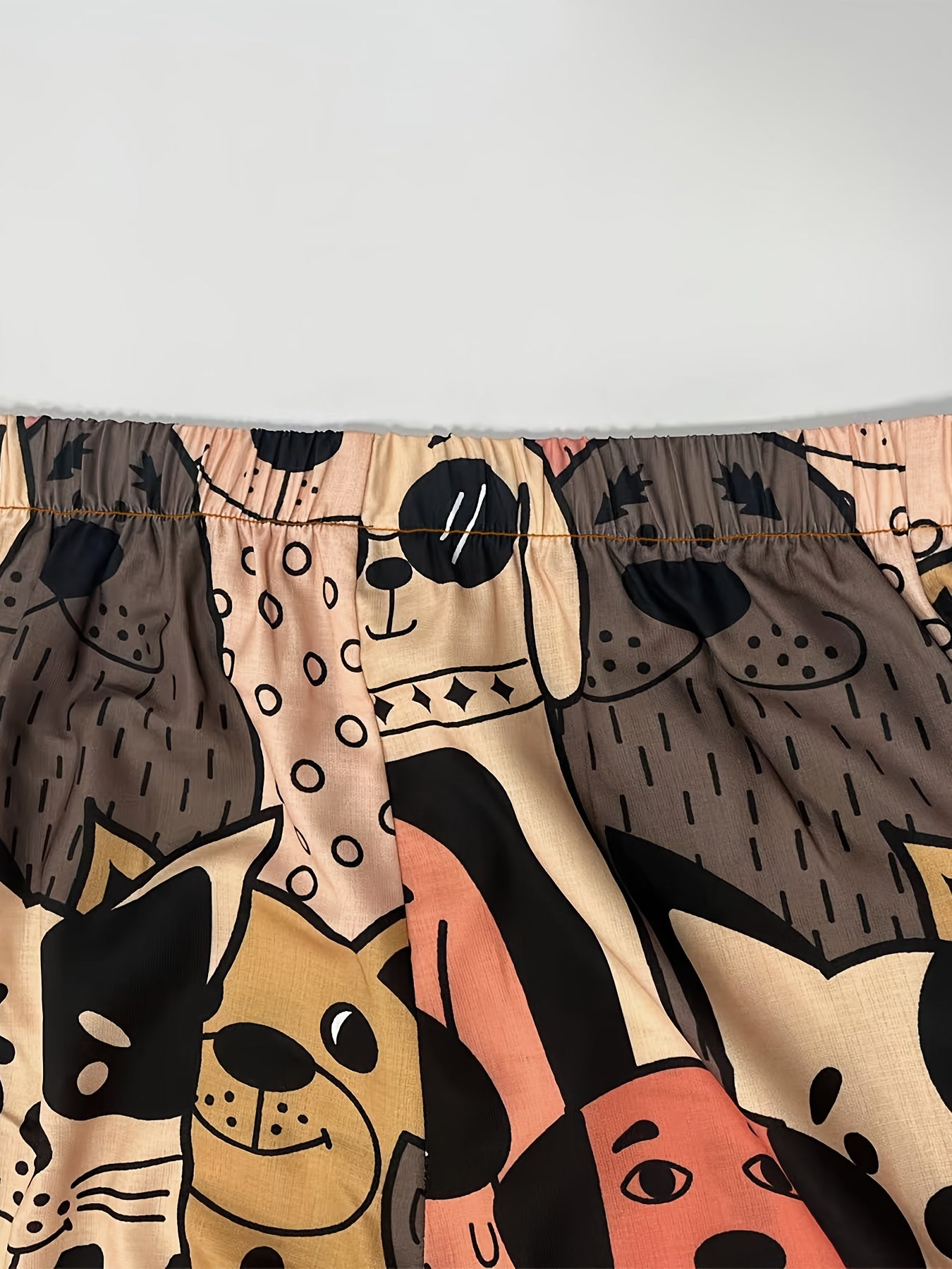  Dog Print Wide Leg Pants With Pockets