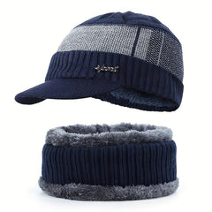 Winter Knit Cap & Scarf Set Warm Knitted Hat For Men And Women