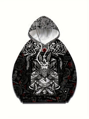 Men's All Over Print Hoodie Kangaroo Pocket Loose Pullover