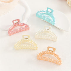 5pcs Beaded Hair Claw Clip Jelly Nonslip Ponytail Holder Shark Claw