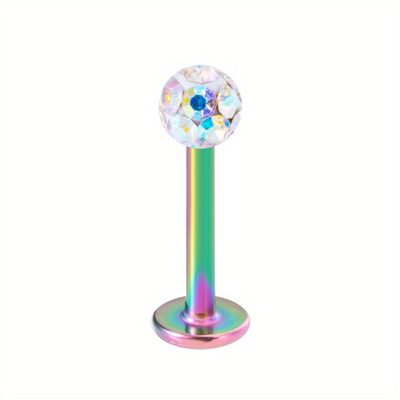 8mm Crystal Stud Lip Ring Rhinestones Cartilage Piercing Body Jewelry