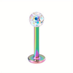 8mm Crystal Stud Lip Ring Rhinestones Cartilage Piercing Body Jewelry