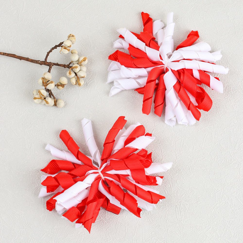 2pcs Baby Girl Curly Hair Ribbon Hair Bun Clip Christmas Firework Hair Clip