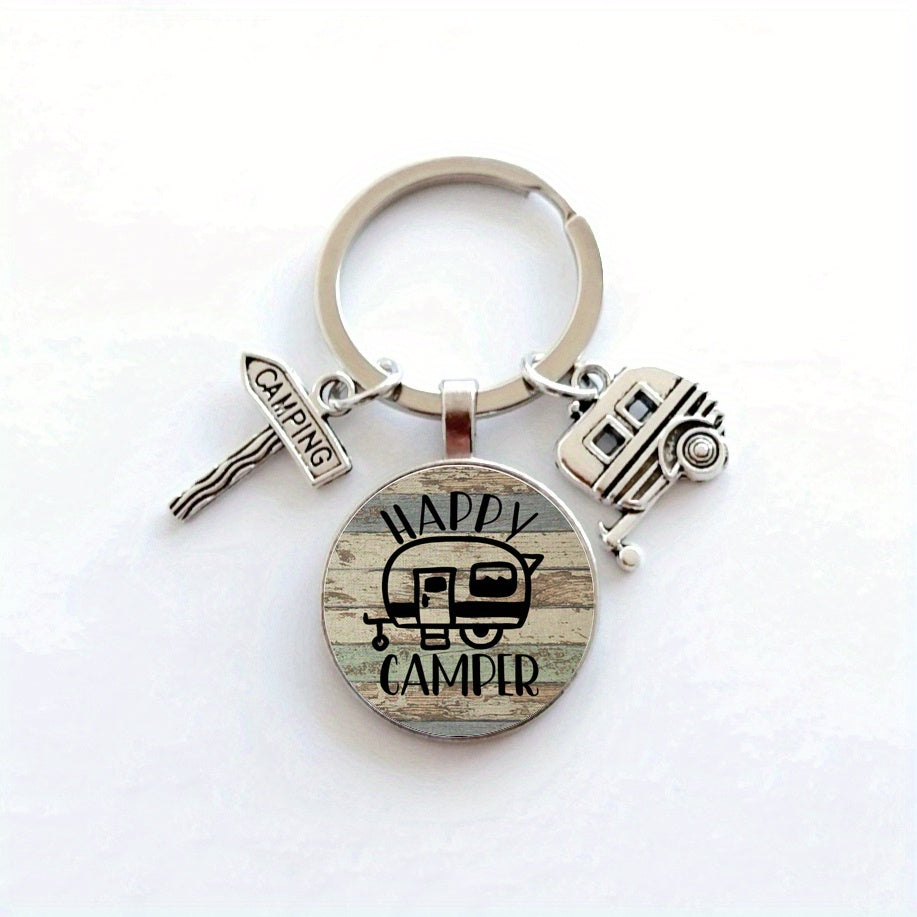 Camping Car Keychain I Love Camping Trailer Sign Tag Holiday Memorial Gift Men