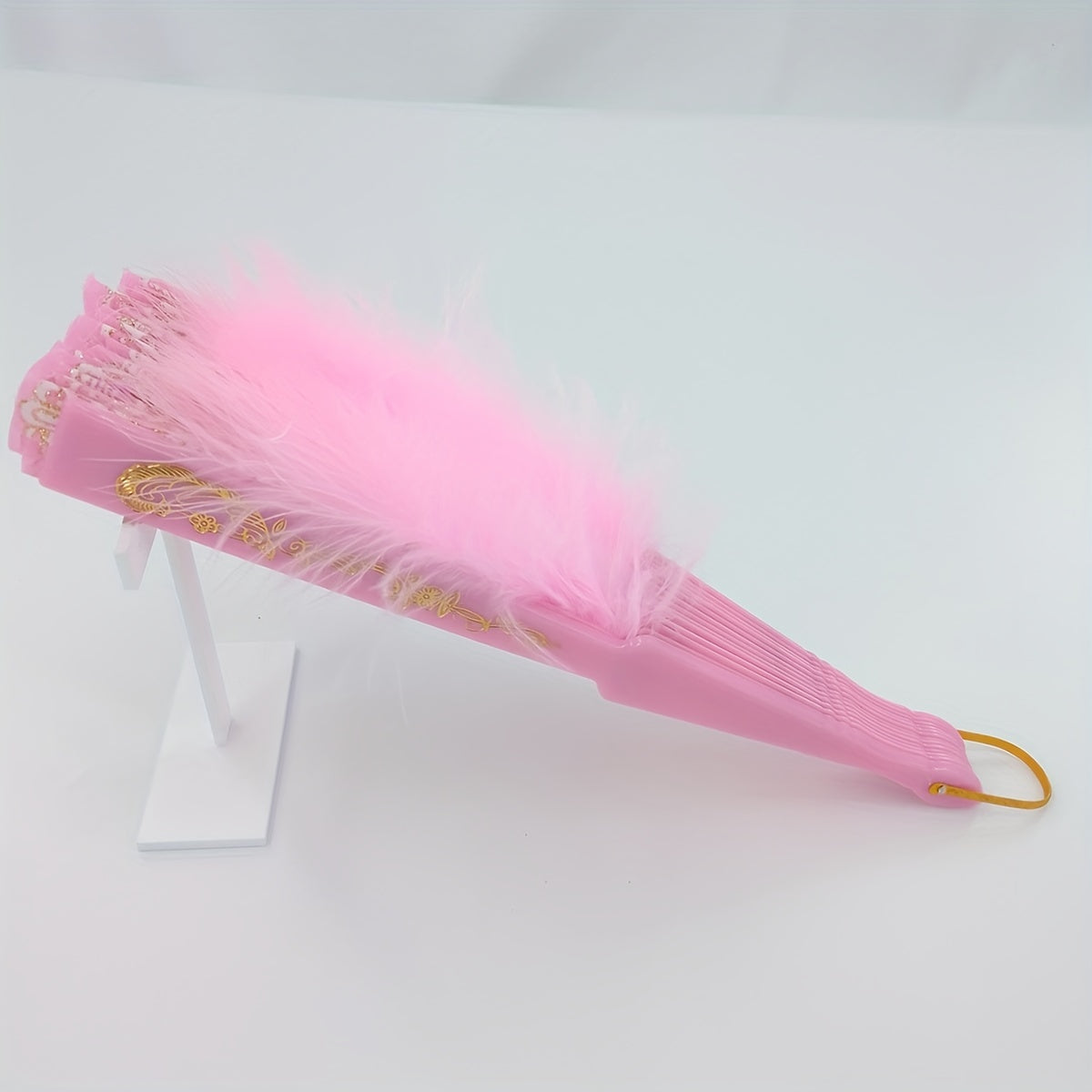 Pink Plush Folding Fan Dance Performance Photography Props