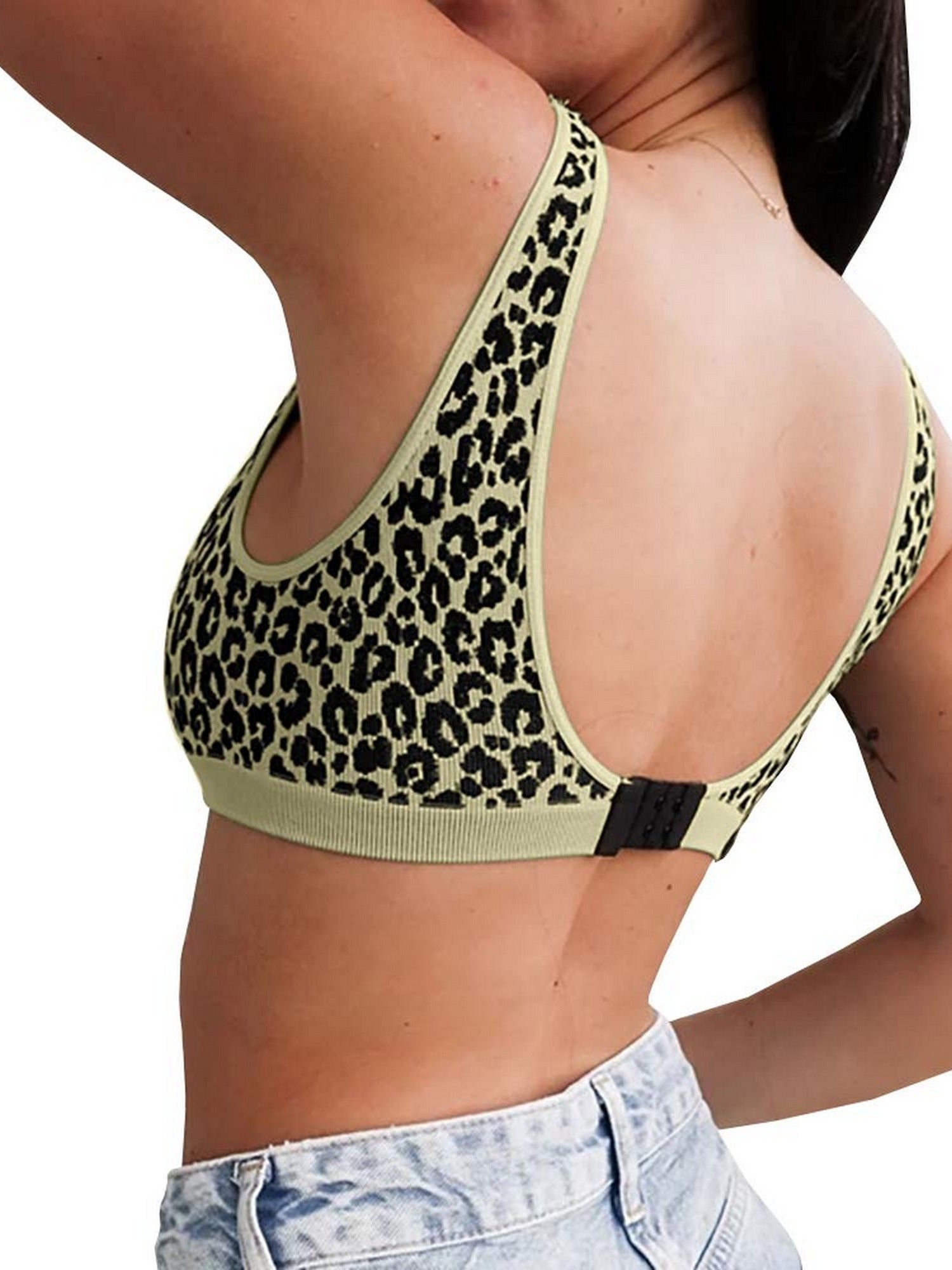 Leopard Pattern U Neck Sport Bra