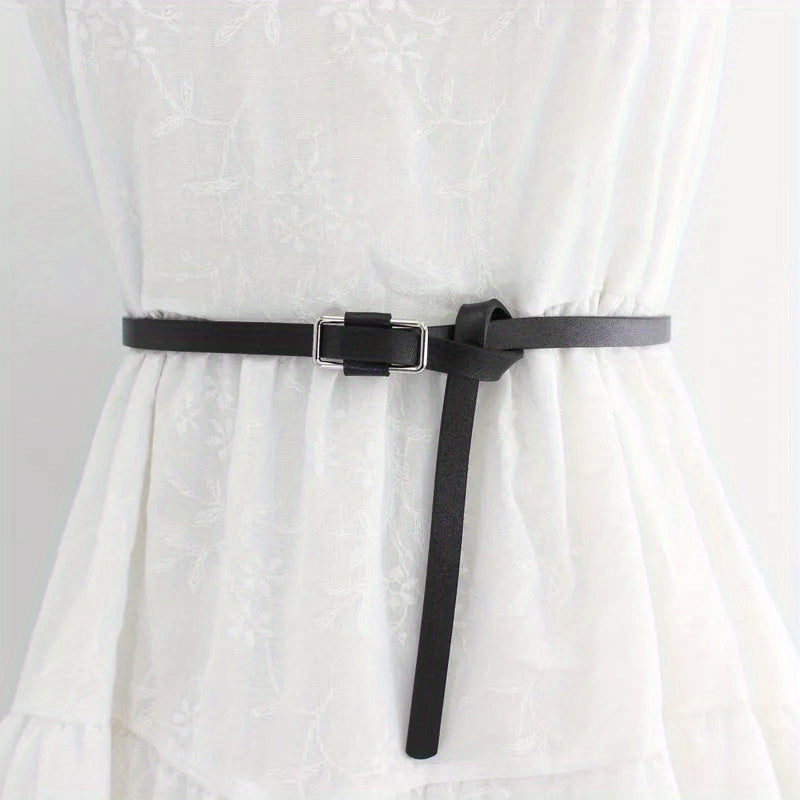 Women's PU Suit Belt Thin Tied Decorative Belt Waistband