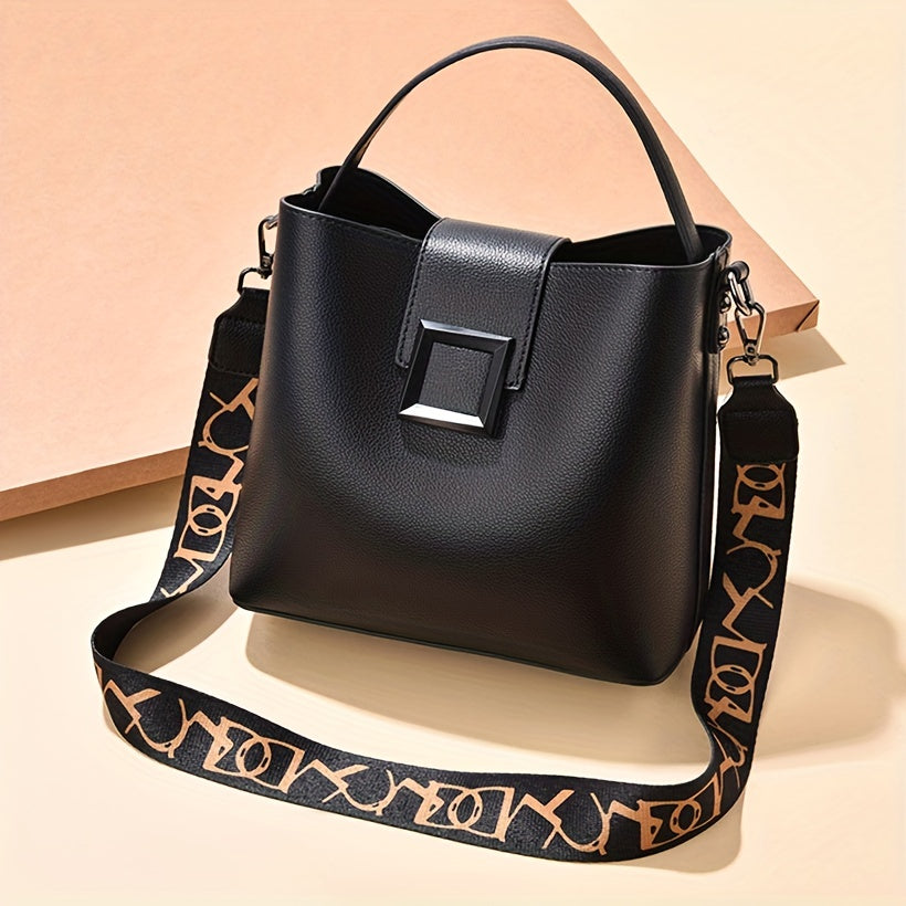 PU Leather Shoulder Bag Large Capacity Zipper Tote Handbag