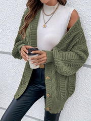 Women's Plus Solid Ribbed Lantern Sleeve Cardigan