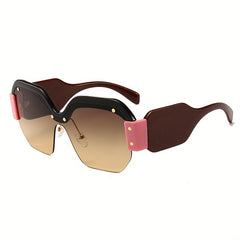 Y2K Semi Rimless Polarized Sunglasses For Women Men Block Decor Kpop Glasses
