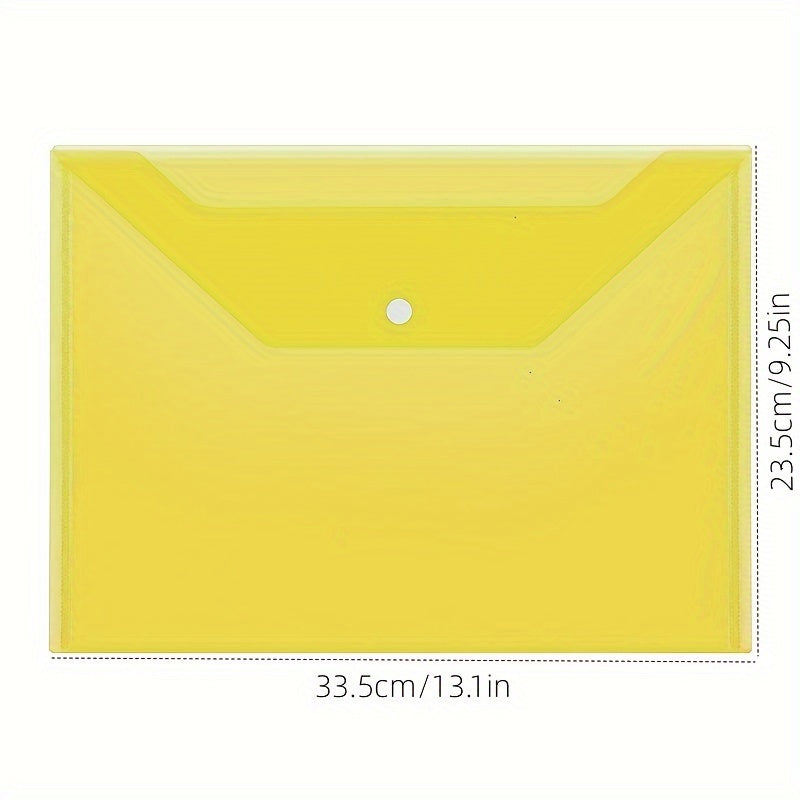 200pcs Yellow Transparent Waterproof Button File Bag Large Capacity A4