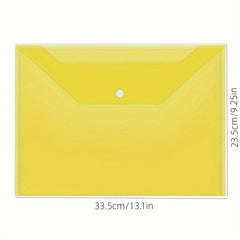 200pcs Yellow Transparent Waterproof Button File Bag Large Capacity A4