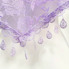 Flower Embroidered Lace Triangle Scarf Shawl Wrap Head Wrap For Daily Gift